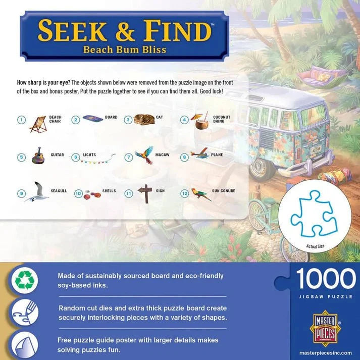 Seek & Find - Beach Bum Bliss 1000 Piece Jigsaw Puzzle | Masterpieces