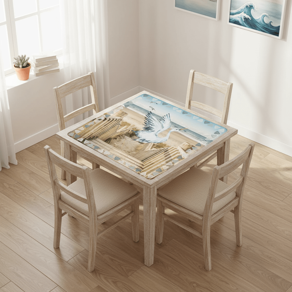 Heron Harbor Mahjong Mat, Beachy Vibe Heron Mahj Mat