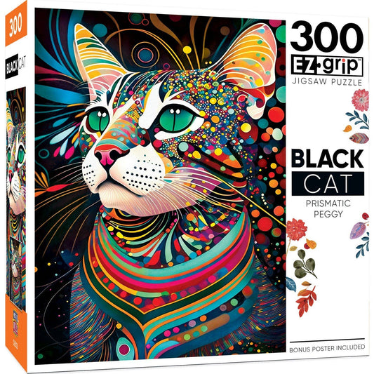 Black Cats - Prismatic Peggy 300 Piece EZ Grip Jigsaw Puzzle by Masterpieces Puzzles