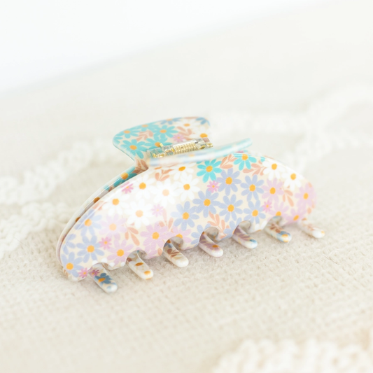 Blue Daisy Patch Claw Clip