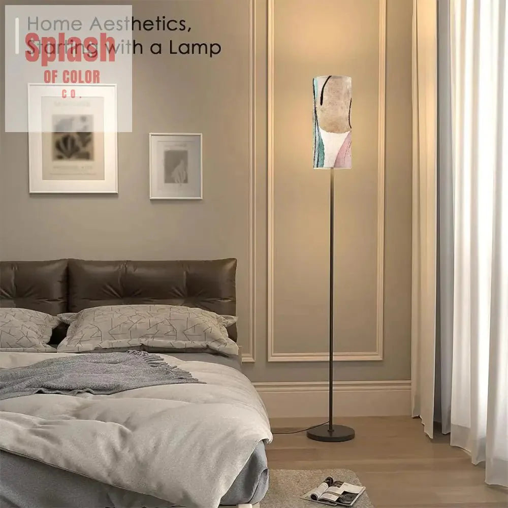 Boho Floor Lamp - Modern Abstract Design in Pale Pink, Blue, and Beige for Bohemian Home Decor