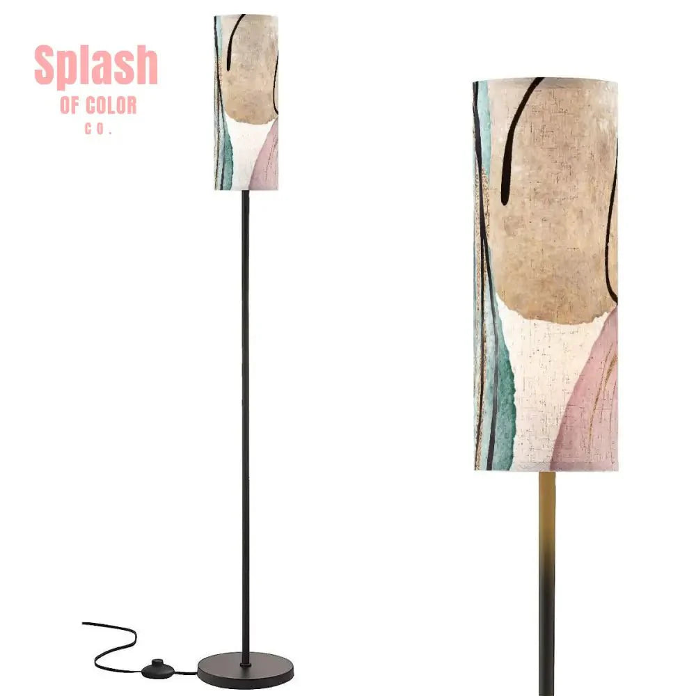 Boho Floor Lamp - Modern Abstract Design in Pale Pink, Blue, and Beige for Bohemian Home Decor