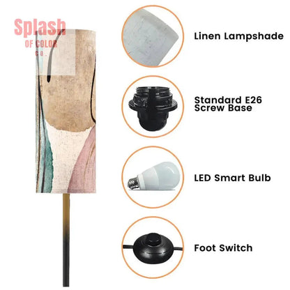 Boho Floor Lamp - Modern Abstract Design in Pale Pink, Blue, and Beige for Bohemian Home Decor