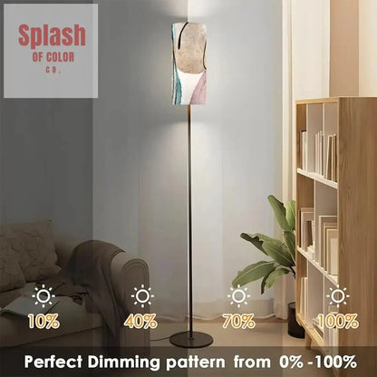 Boho Floor Lamp - Modern Abstract Design in Pale Pink, Blue, and Beige for Bohemian Home Decor