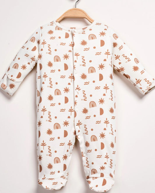 Bohemian Cotton Footed Romper – Cozy Boho Baby Outfit