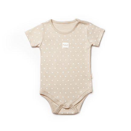 Brown Short Sleeve Polka Dot Organic