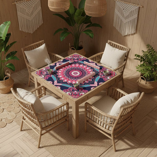 Boho Mandala, Pink, Purple Mahjong Mat