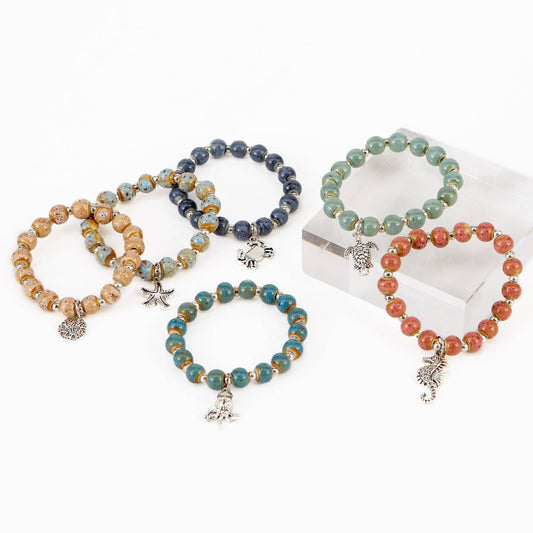 Coastal Clay Bead Charm Bracelet