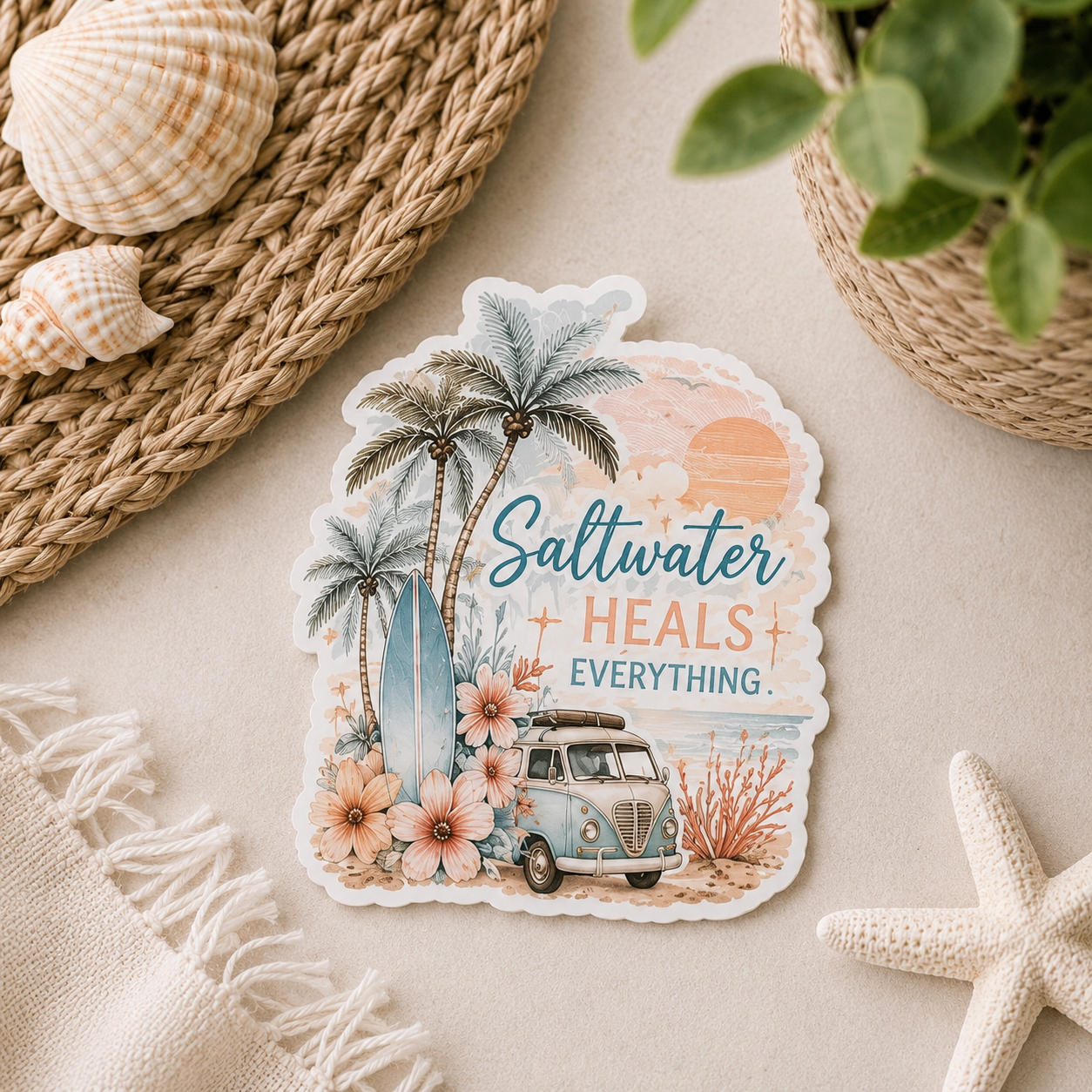"COMING SOON" Saltwater Heals Everything Vinyl Sticker | 3” Waterproof