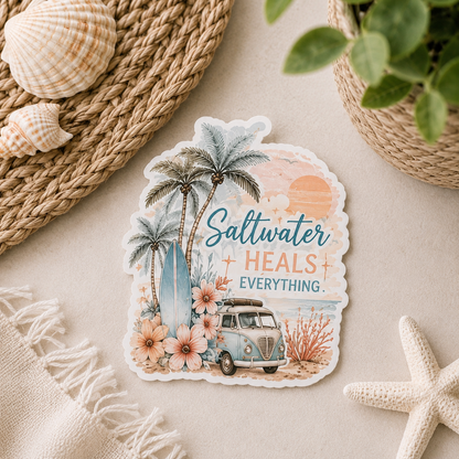 "COMING SOON" Saltwater Heals Everything Vinyl Sticker | 3” Waterproof
