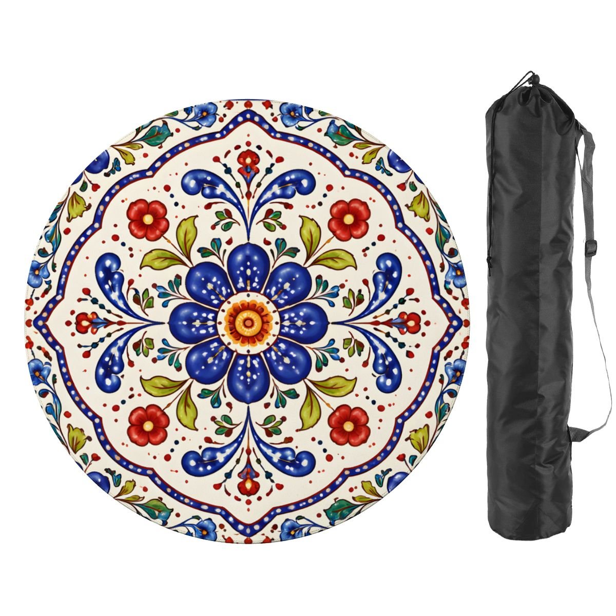 Polish Pottery Blue Porcelain Round Mahjong Mat