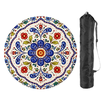 Polish Pottery Blue Porcelain Round Mahjong Mat