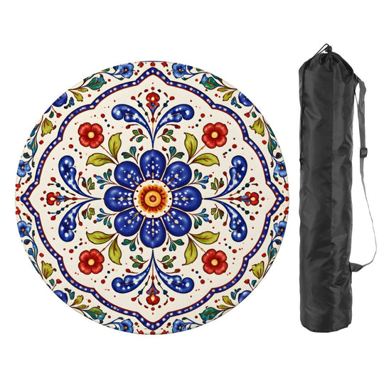 Polish Pottern Blue Porcelain Round Mahjong Mat
