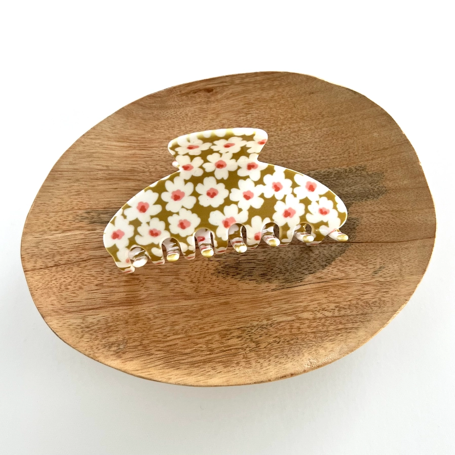 Citron Posies Claw Clip