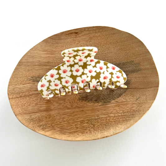 Citron Posies Claw Clip