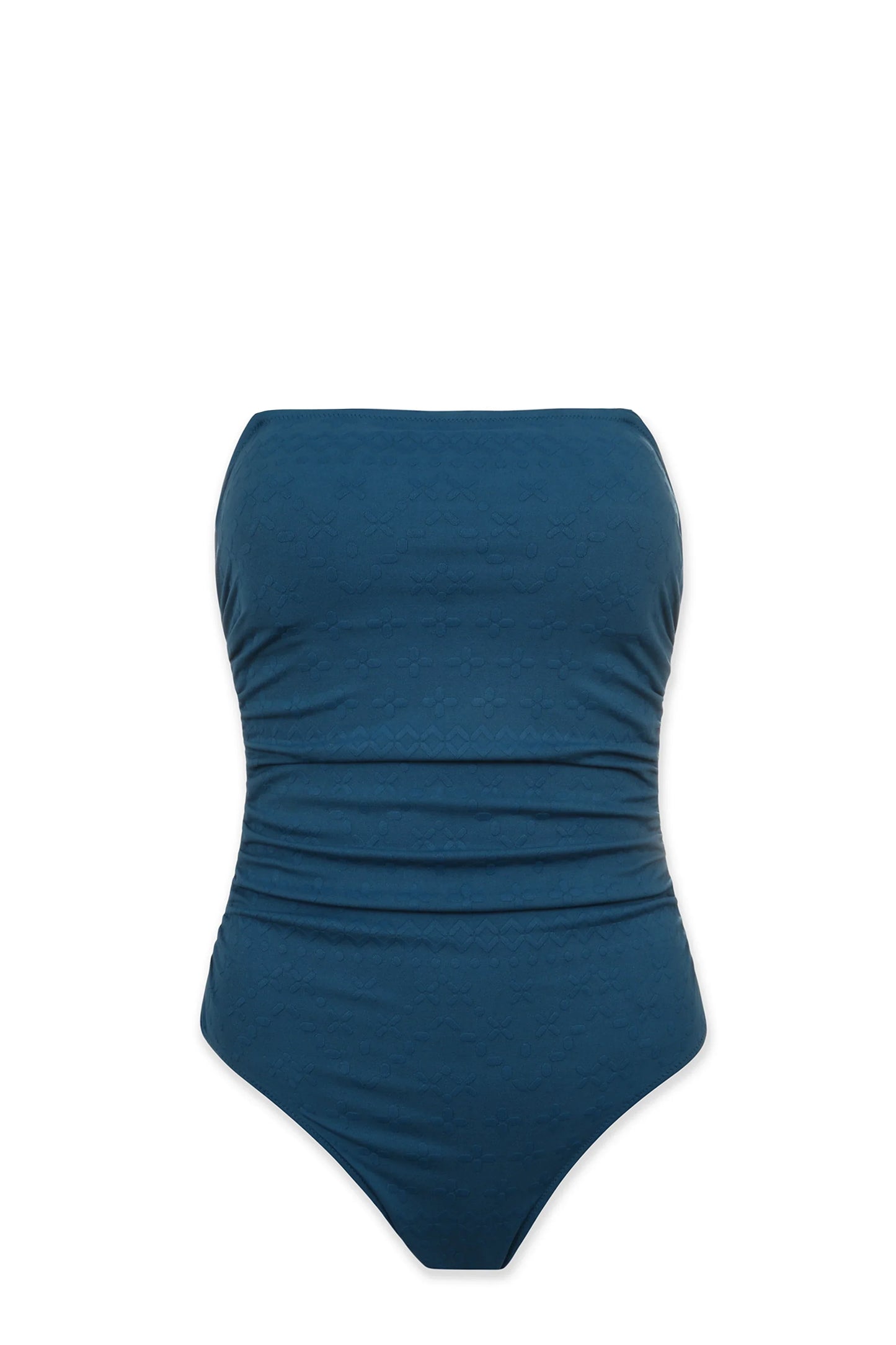 Classic Bandeau One-Piece  |  Jacquard Textured Marine Blue