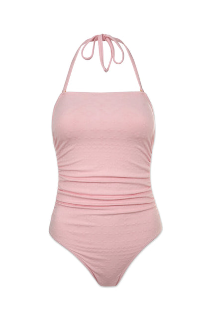 Classic Bandeau One-Piece  |  Jacquard Textured Shell Pink