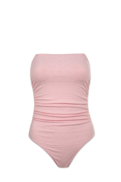 Classic Bandeau One-Piece  |  Jacquard Textured Shell Pink