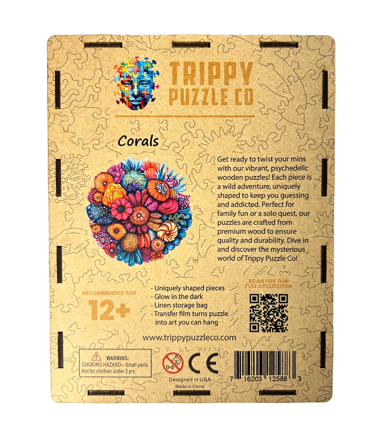 Coral Shaped 300 Piece Wooden Jigsaw Puzzle | Trippy Puzzle Co