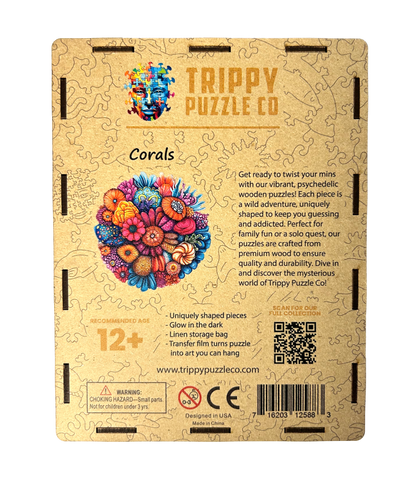 Coral Shaped 300 Piece Wooden Jigsaw Puzzle | Trippy Puzzle Co