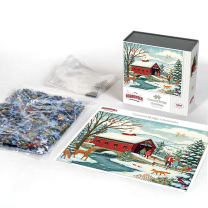 Covered Bridge Christmas 500 Piece Jigsaw Puzzle | Boardwalk Puzzles