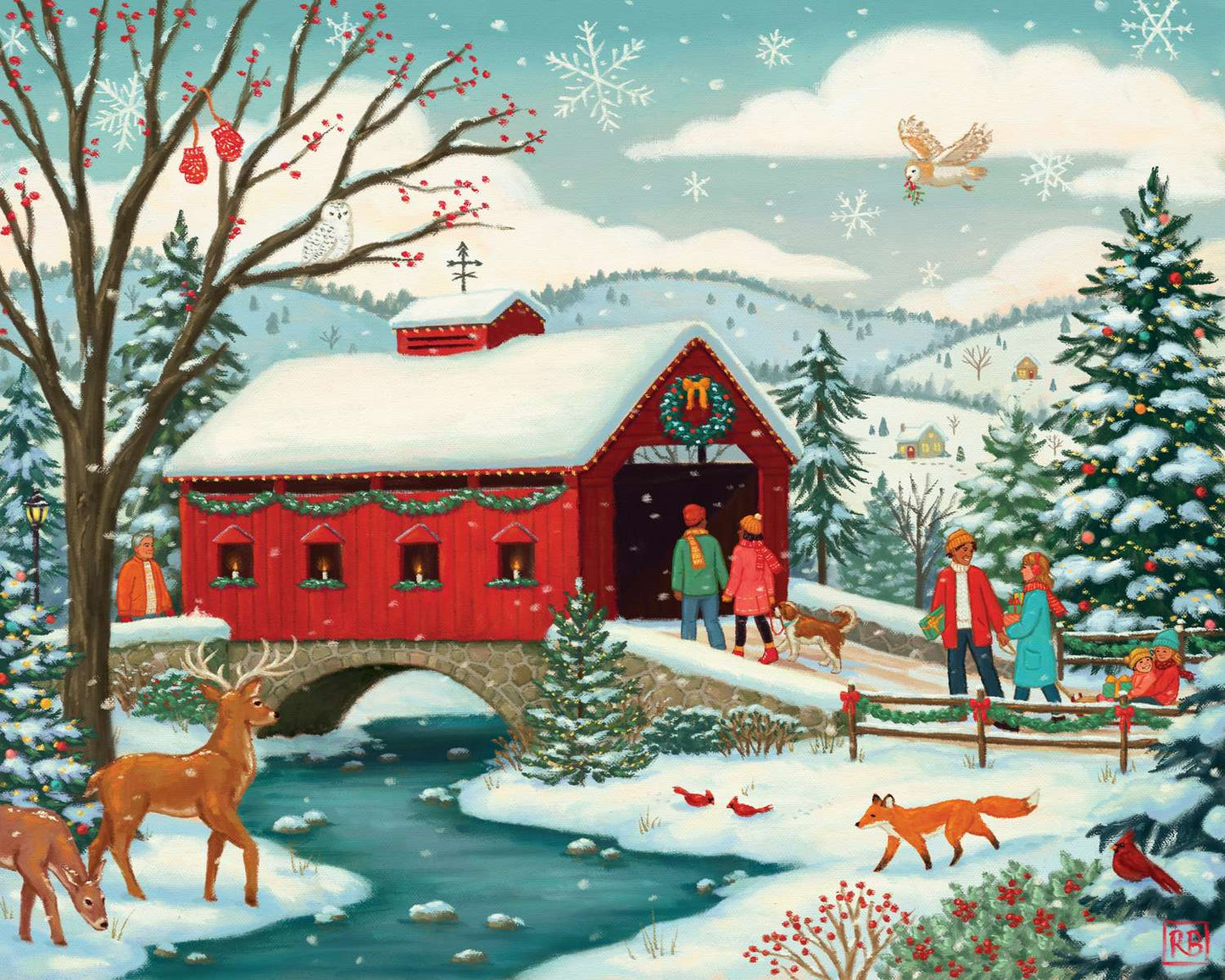 Covered Bridge Christmas 500 Piece Jigsaw Puzzle | Boardwalk Puzzles