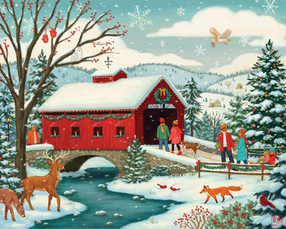 Covered Bridge Christmas 500 Piece Jigsaw Puzzle | Boardwalk Puzzles