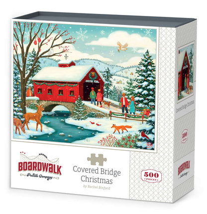 Covered Bridge Christmas 500 Piece Jigsaw Puzzle | Boardwalk Puzzles