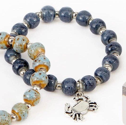 Coastal Clay Bead Charm Bracelet