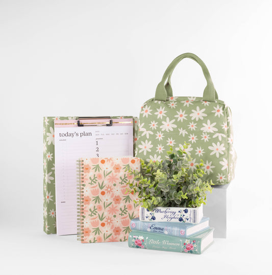 Daisy Green Floral Small Lunch Tote