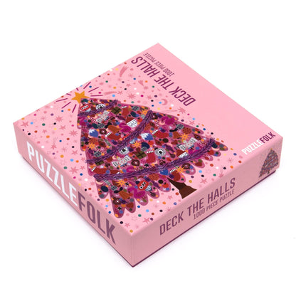 Deck the Halls 1000 Piece Puzzle by Puzzlefolk | Festive Pink Christmas Tree