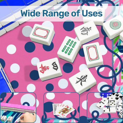 Preppy Whimsical Pastel Polka Dots Scalloped Mahjong Mat