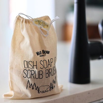 Solid Dish Soap Jar & Brush