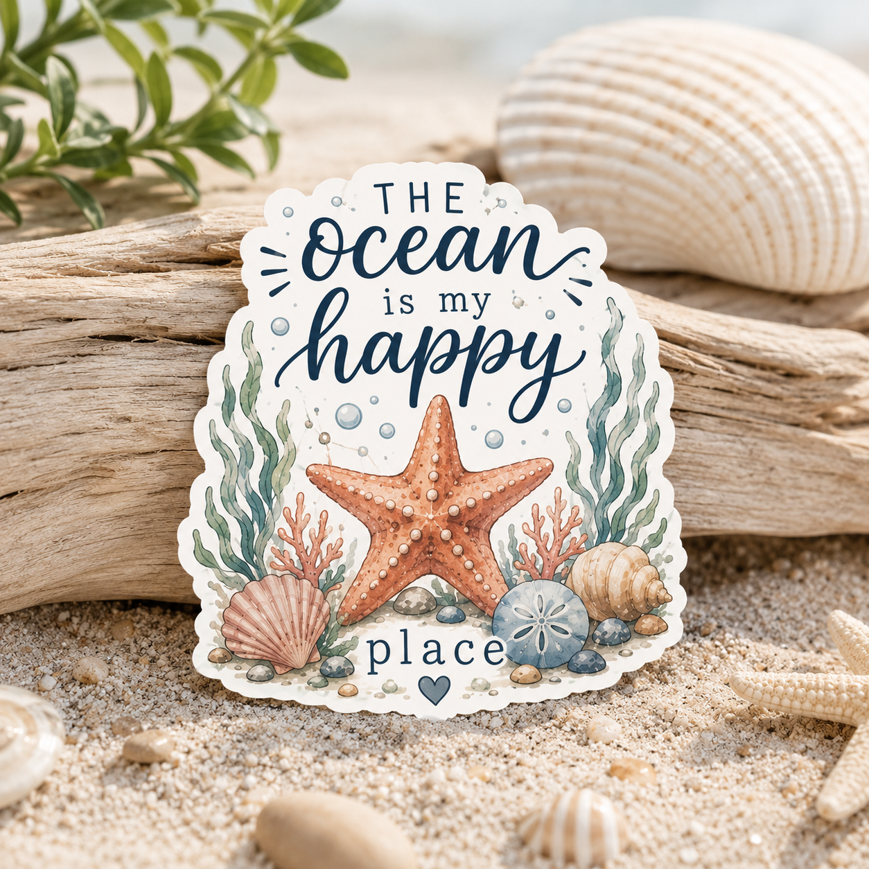 "COMING SOON" The Ocean Is My Happy Place Sea Star Vinyl Sticker 