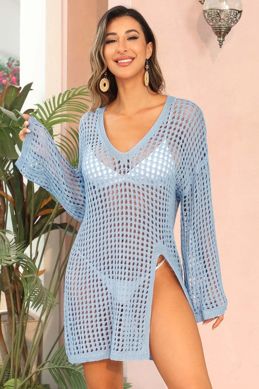 Crochet Side Split Beach Coverup