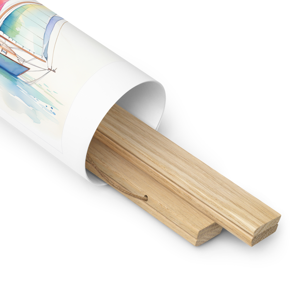 Watercolor Waves Sailboat Poster with Hanger