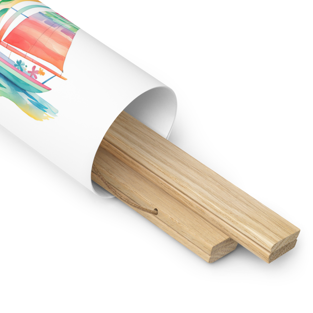 Coastal Colorblock Sailboat Poster with Hanger