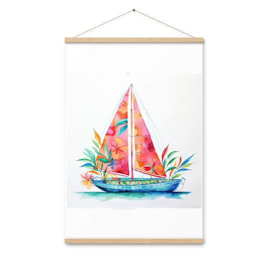 Tropical Tides Sailboat Poster with Hanger
