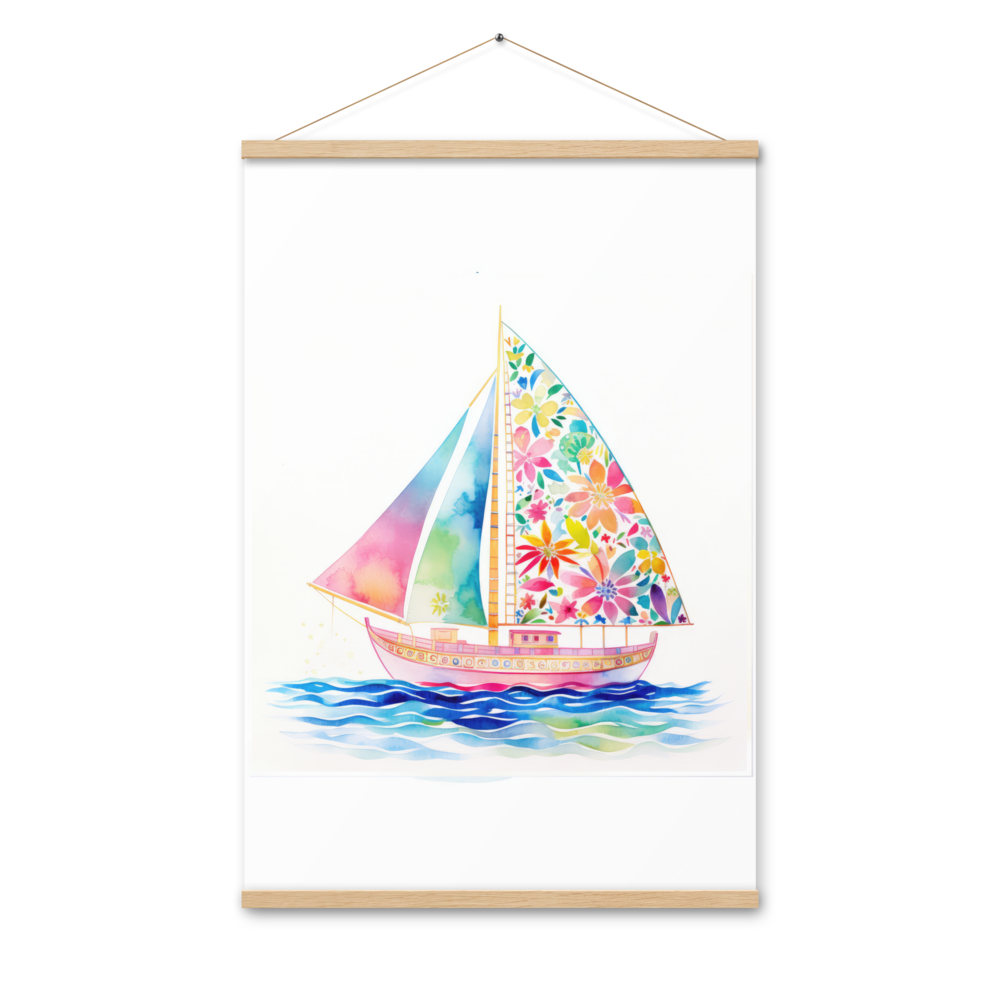 Horizon Hues Sailboat Poster with Hanger