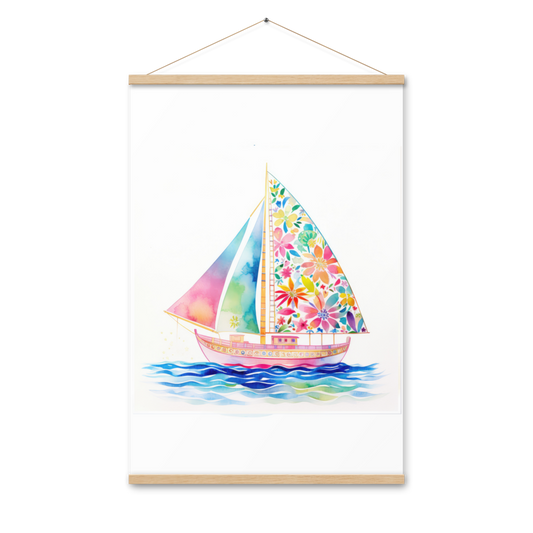 Horizon Hues Sailboat Poster with Hanger