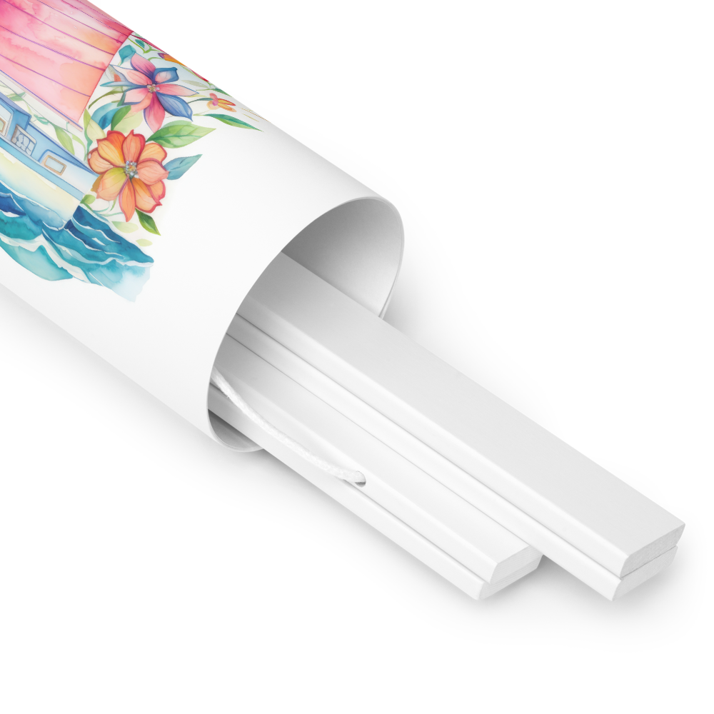 Blossom Bay Sailboat Poster with Hanger