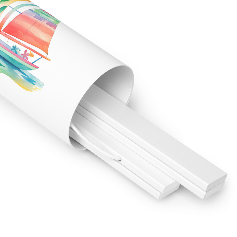 Coastal Colorblock Sailboat Poster with Hanger