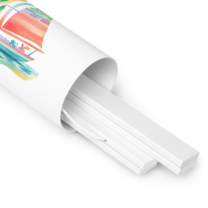Coastal Colorblock Sailboat Poster with Hanger