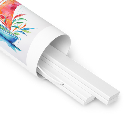 Tropical Tides Sailboat Poster with Hanger