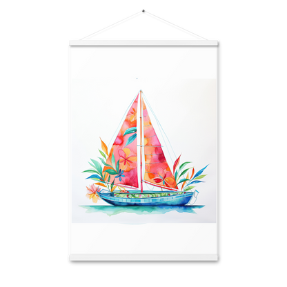 Tropical Tides Sailboat Poster with Hanger