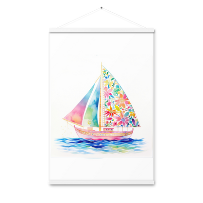 Horizon Hues Sailboat Poster with Hanger