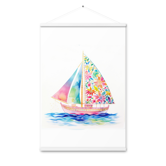 Horizon Hues Sailboat Poster with Hanger