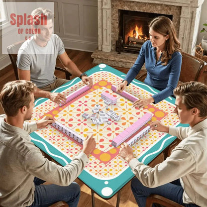 Floral Sorbet Coral, Yellow, Teal Preppy Mahjong Mat