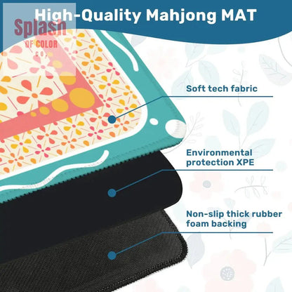 Floral Sorbet Coral, Yellow, Teal Preppy Mahjong Mat