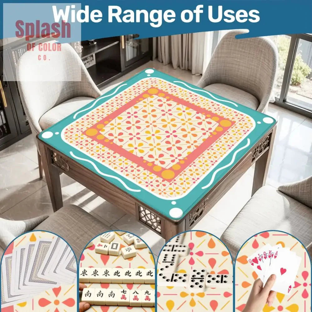 Floral Sorbet Coral, Yellow, Teal Preppy Mahjong Mat